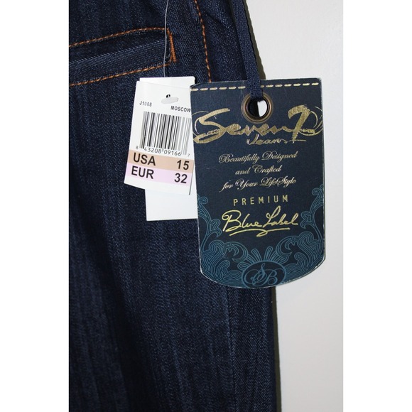 NWT Seven7 Premium Blue Label Denim Jeans Dark Wash Flare Cut 32 X 34 - Picture 2 of 8